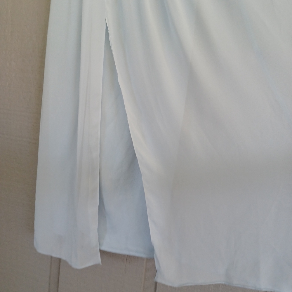 Dessy Collection Draped Chiffon Bridesmaid Maxi Dress Size 6 In Mist Style 2894 - Picture 3 of 16